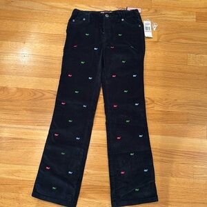 Vineyard Vines girls size 12 NWT navy cords embroidered pink, green blue whales